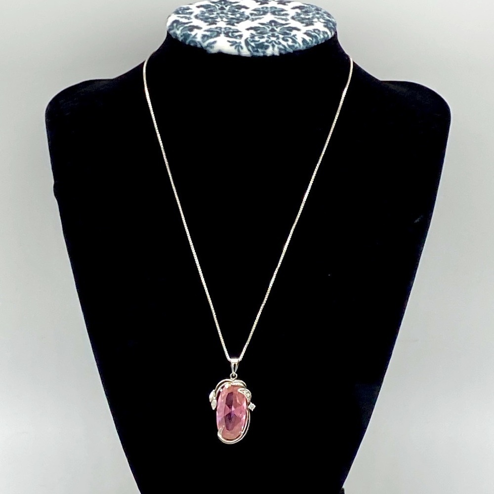 SALE Pink Stone 925 Sterling Necklace